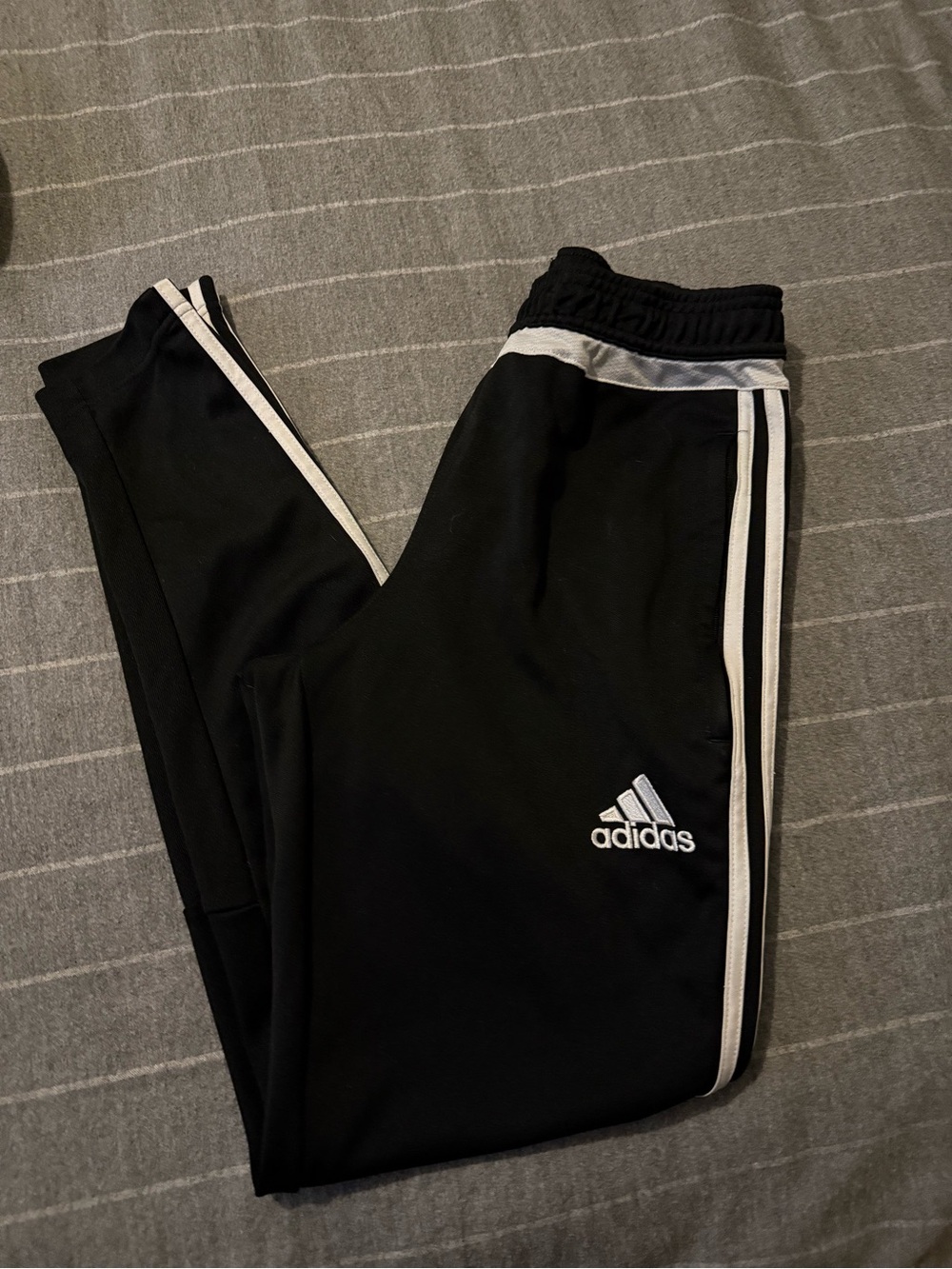 adidas Black Jogger Pants with White Stripes